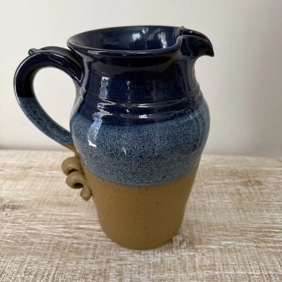Paige Studio Pottery - Blue and Brown Pitcher - Picture 2 of 9